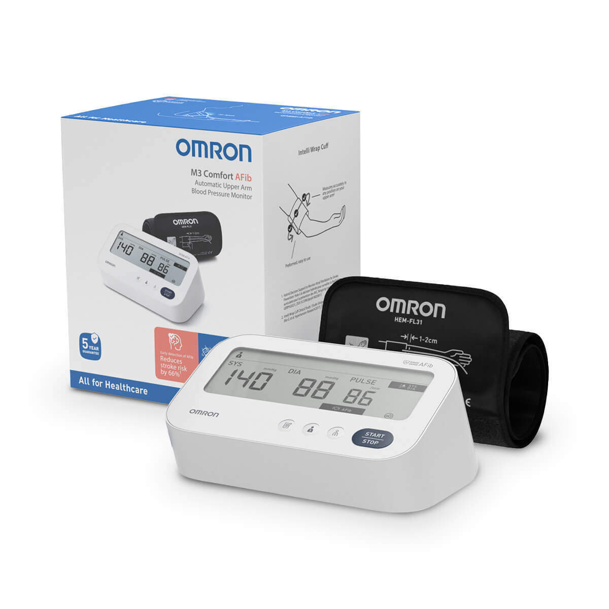 Žastikaulio kraujospūdžio matuoklis Omron M3 Comfort AFib HEM-7196-FLE - Image 2